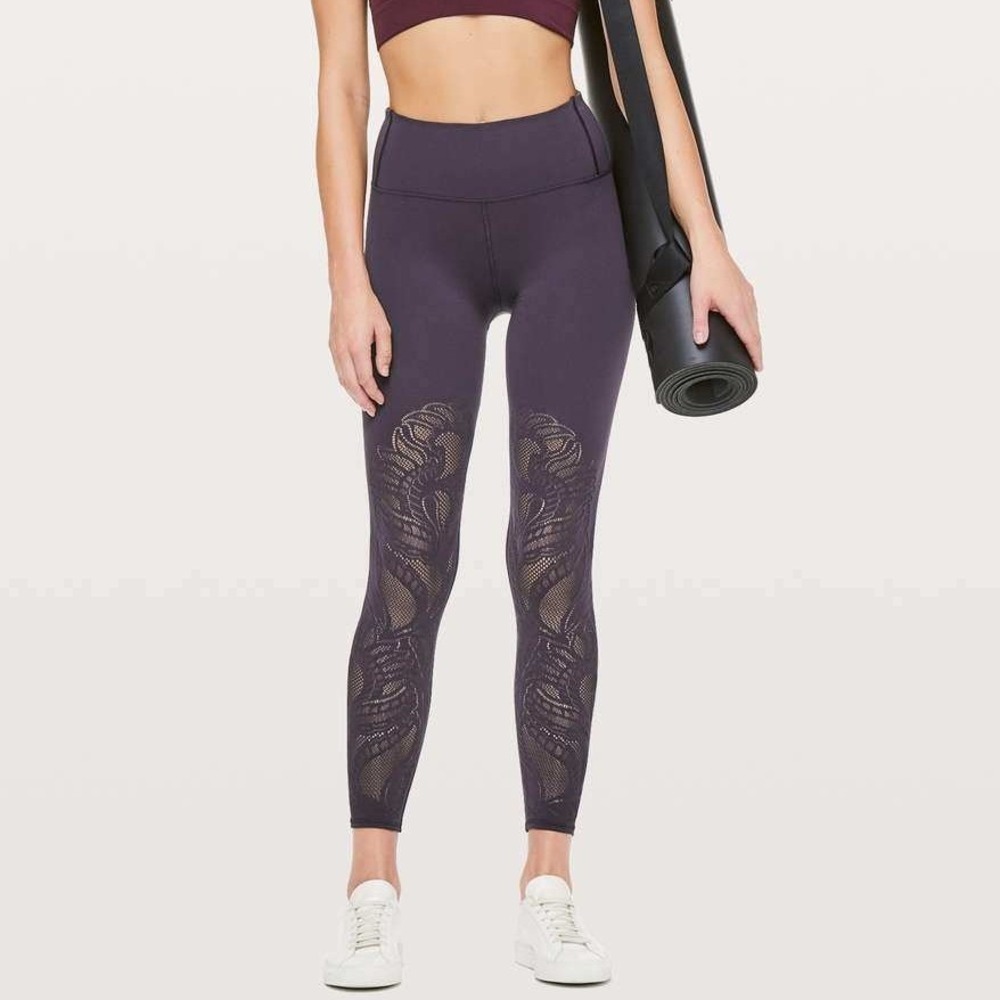 Lululemon Reveal Tight Zen Expression Purple Plum Leggings High Rise Size 8